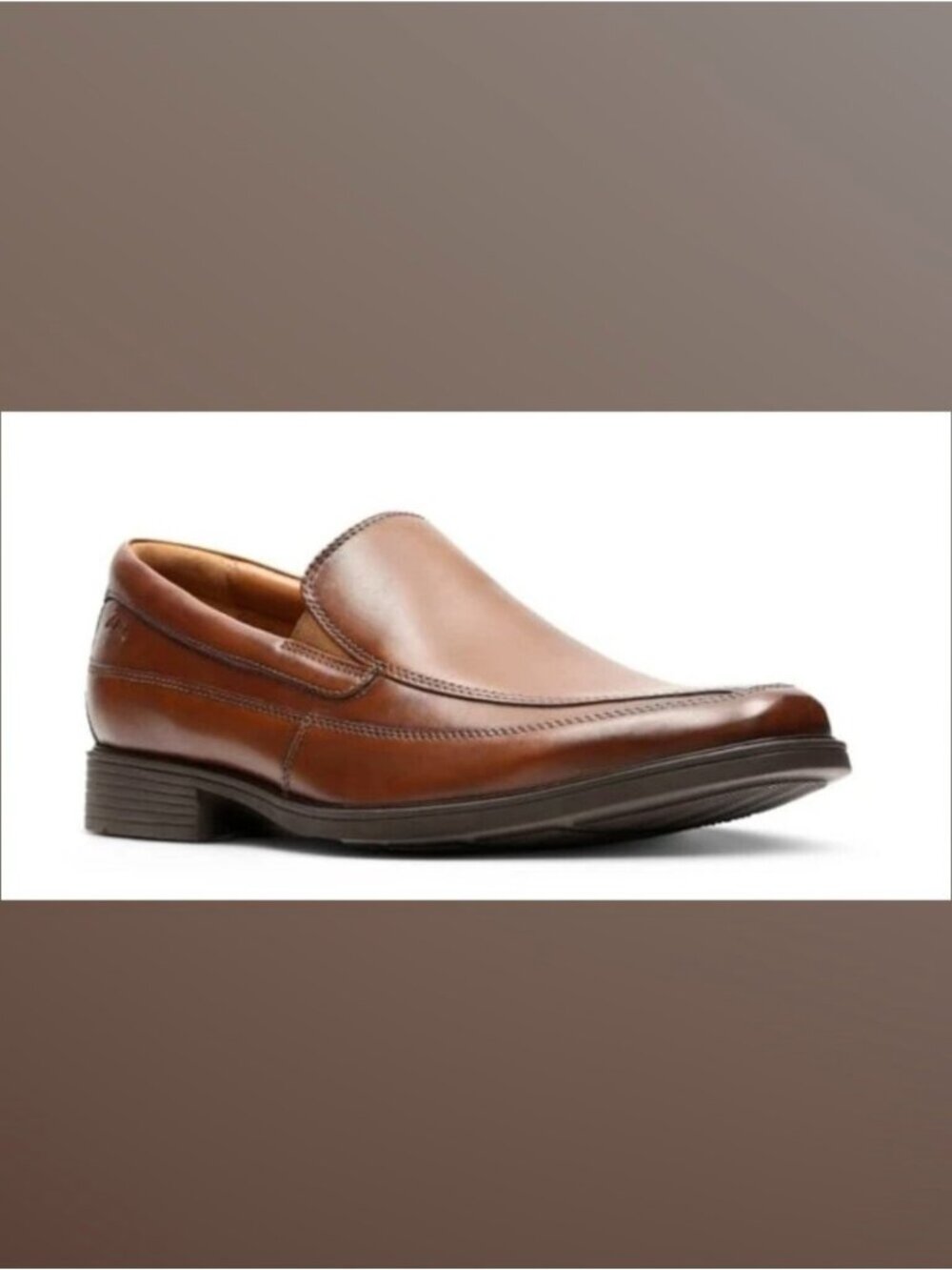 Clarks Men's  Loafer Shoes Tilden Free Cognac Leather Slip On Ortholite Size 7 - Picture 5 of 12